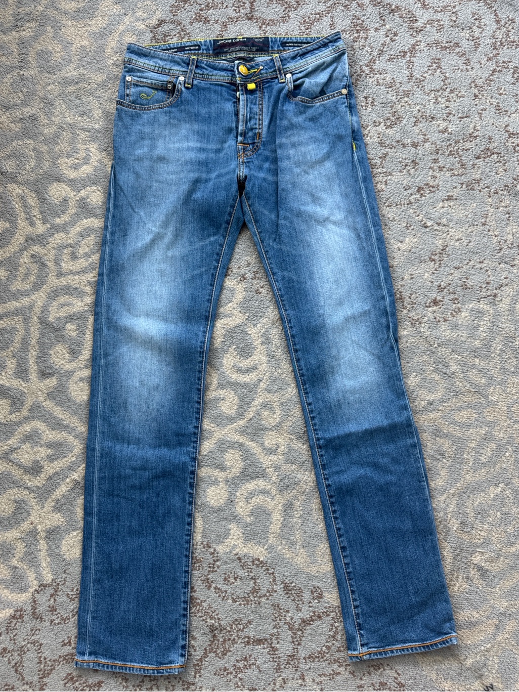 Jacob Cohn Men’s J688 Comfort Jeans Blue Made In Italy Button Fly Luxury 31
